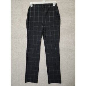 Chicos Slimming Pants Womens 1.5 Tall US 10 Tall Black Windowpane Side Zip Stret